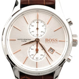 Hugo Boss Jet White Dial Brown Leather Strap Watch for Men - 1513280