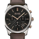 Hugo Boss Time One Black Dial Brown Leather Strap Watch for Men - 1513448