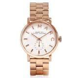 Marc Jacobs Baker White Dial Rose Gold Steel Strap Watch for Women - MBM3244