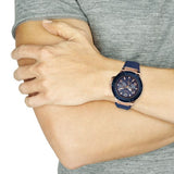 Guess Rigor Blue Dial Blue Silicone Strap Watch For Men - W0247G3