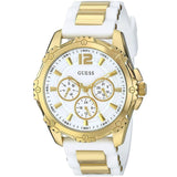 Guess Intrepid White Dial Two Tone Silicone Strap Watch For Women - W0325L2