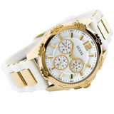 Guess Intrepid White Dial Two Tone Silicone Strap Watch For Women - W0325L2