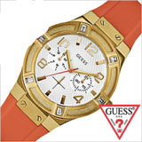 Guess Jet Setter Golden Dial Orange Rubber Watch For Women - W0564L2