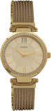 Guess Soho Champagne Dial Stainless Steel Mesh Bracelet Watch For Women - W0638L2