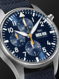 IWC Pilot's Automatic Chronograph 43mm Blue Dial Blue Calfskin Strap Watch for Men - IW377729