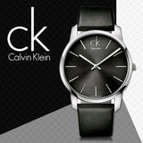 Calvin Klein City Black Dial Black Leather Strap Watch For Women - K2G23107