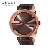 Gucci Interlocking Iconic Brown Dial Brown Leather Strap Watch For Women - YA133207
