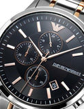 Emporio Armani Renato Chronograph Black Dial Two Tone Steel Strap Watch For Men - AR11165