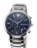 Emporio Armani Renato Chronograph Blue Dial Silver Steel Strap Watch For Men - AR11164