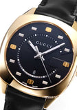Gucci GG2570 Quartz Black Dial Black Leather Strap Watch For Women - YA142408
