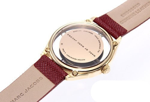 Marc Jacobs Tether Red Transparent Red Leather Strap Watch for Women - MBM1377