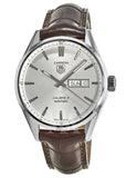 Tag Heuer Carrera Calibre 5 Automatic 41mm White Dial Brown Leather Strap Watch for Men - WAR201B.FC6291