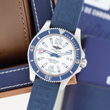 Breitling Superocean II Automatic 42mm White Dial Blue Rubber Strap Watch for Men - A17366D81A1S2