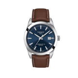 Tissot Gentlemen Powermatic 80 Silicium Blue Dial Brown Leather Strap Watch For Men - T127.407.16.041.00