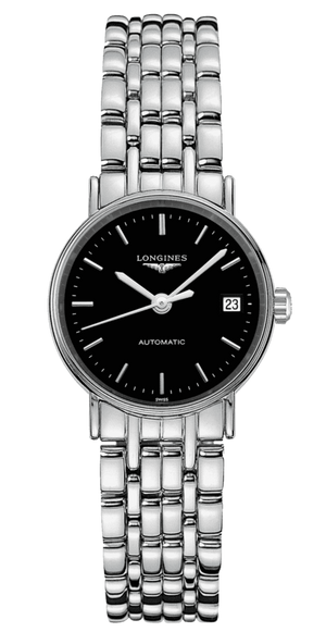 Longines Presence 25.5mm Automatic Black Dial Silver Steel Strap Watch for Women - L4.321.4.52.6