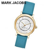 Marc Jacobs Roxy Champagne Dial Turquoise Leather Strap Watch for Women - MJ1633