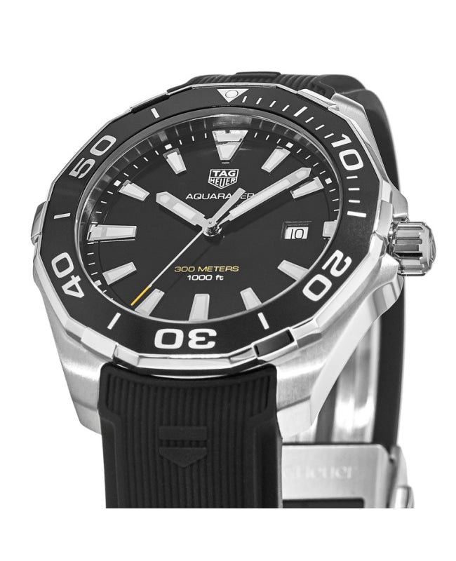 Tag Heuer Aquaracer 40mm Quartz Black Dial Black Rubber Strap