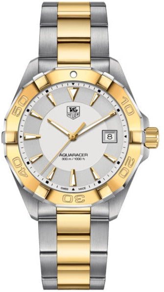 Tag Heuer Aquaracer Quartz White Dial Two Tone Steel Strap Watch