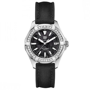 Tag Heuer Aquaracer Diamonds Mother of Pearl Black Dial Black Nylon Strap Watch for Women - WAY131P.FT6092