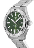 Tag Heuer Aquaracer Calibre 5 Automatic Green Dial Silver Steel Strap Watch for Men - WAY2015.BA0927