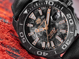 Tag Heuer Aquaracer Calibre 5 Black NATO Strap Carbon Dial Watch for Men - WBD218A.FC6445