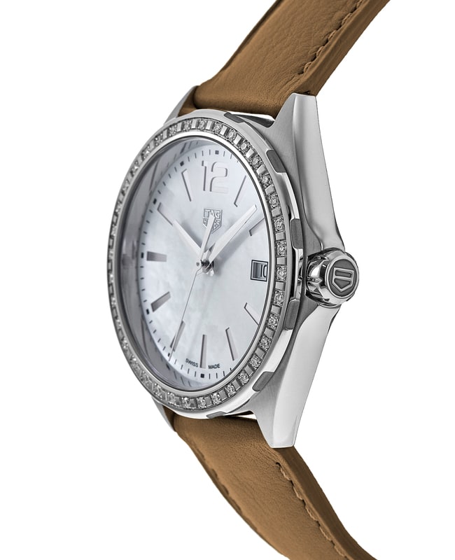 Tag Heuer Formula 1 Quartz 35mm Mother of Pearl Dial Brown Leather Strap Watch for Women - WBJ131A.FC8255