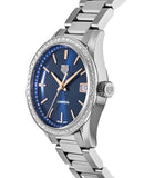 Tag Heuer Carrera Quartz 39mm Diamonds Blue Dial Silver Steel Strap Watch for Women - WAR1114.BA0601