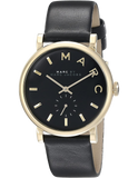 Marc Jacobs Baker Black Dial Black Leather Strap Watch for Women - MBM1269