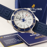 Breitling Superocean II Automatic 42mm White Dial Blue Rubber Strap Watch for Men - A17366D81A1S2