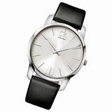 Calvin Klein City White Dial Black Leather Strap Watch For Men - K2G211C6