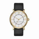 Marc Jacobs Roxy Champagne Dial Black Leather Strap Watch for Women - MJ1537