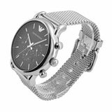 Emporio Armani Luigi Black Dial Silver Mesh Bracelet Watch For Men - AR8032