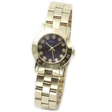 Marc Jacobs Amy Black Dial Gold Stainless Steel Strap Watch for Women - MBM3336