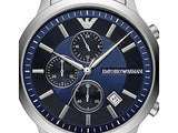 Emporio Armani Renato Chronograph Blue Dial Silver Steel Strap Watch For Men - AR11164