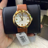 Marc Jacobs Amy White Dial Brown Leather Strap Watch for Women - MBM8574