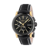 Gucci G Chrono Black Dial Black Leather Strap Watch For Men - YA101203