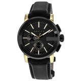 Gucci G Chrono Black Dial Black Leather Strap Watch For Men - YA101203