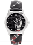 Gucci Le Marche Des Merveilles Black Dial Black Leather Strap Unisex Watch - YA1264007