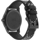 Gucci G Timeless Ghost Black Dial Black Leather Strap Watch For Men - YA1264018
