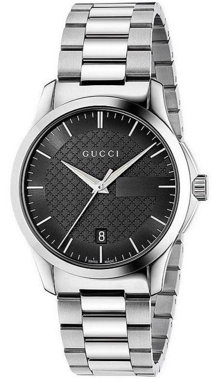 Gucci G Timeless Black Dial Silver Steel Strap Unisex Watch