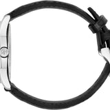 Gucci G Timeless Automatic Silver Dial Black Leather Strap Unisex Watch - YA126468
