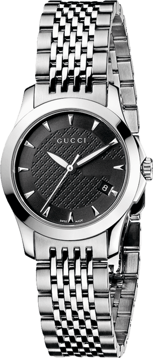 Gucci G Timeless Black Dial Silver Steel Strap Watch For Women - YA126502