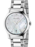Gucci G Timeless Diamonds Mother of Pearl Dial Silver Steel Strap Watch For Women - YA126542