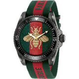 Gucci Dive Green & Red Dial Green & Red Nylon Strap Watch For Men - YA136216