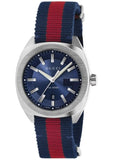 Gucci GG2570 Quartz Blue Dial Blue & Red Nylon Strap Watch For Men - YA142304