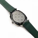 Gucci Grip Quartz Silver Dial Green Leather Strap Unisex Watch - YA157406