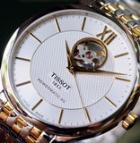 Tissot Tradition Powermatic 80 Open Heart Silver Dial Two Tone Steel Strap Watch For Men - T063.907.22.038.00