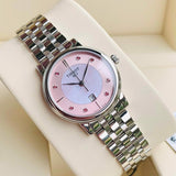 Tissot T Classic Carson Premium Lady Pink Mother of Pearl Dial Silver Steel Strap Watch For Women - T122.210.11.159.00