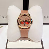 Gucci G Timeless Butterfly Brown Dial Brown Leather Strap Watch For Women - YA1264063