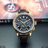 Citizen Eco Drive Calendrier Black Dial Brown Leather StrapWatch For Men - BU2023-12E